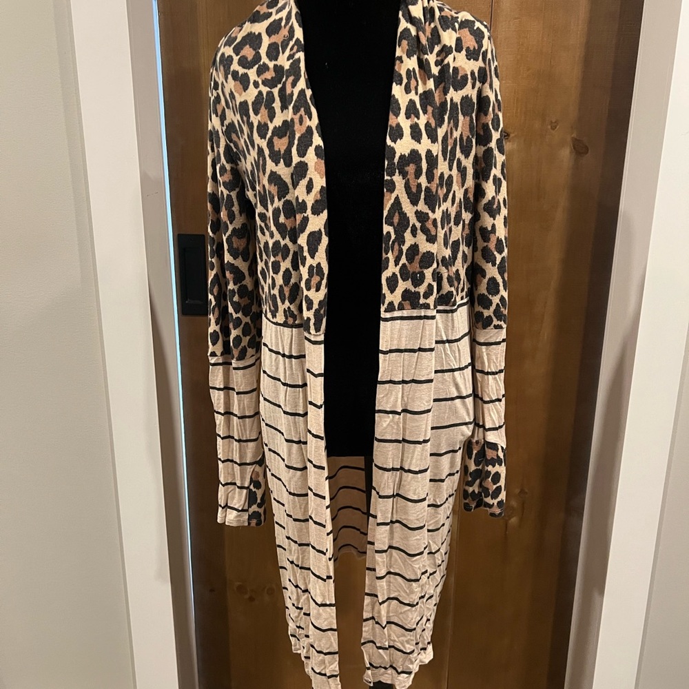 Leopard Print Open Front Cardigan